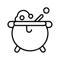 Witch cauldron halloween potion vector illustration boiling brew magic spell outline icon design