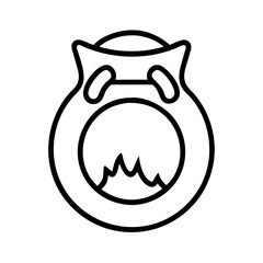 Outline vector illustration of a halloween cauldron with spooky fire for halloween designs