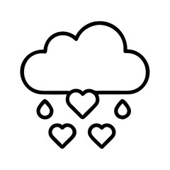 Cloud raining hearts vector illustration love rain heart drops romantic weather forecast icon