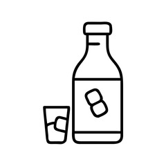 Stock vector illustration of alcohol bottle with ice and glass for bar and restaurant use