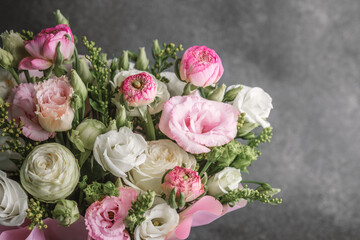 Colorful bouquet of fresh flowers arranged for a special occasion in a studio