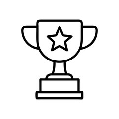 Trophy icon vector illustration, award achievement symbol, winner prize cup with star outline