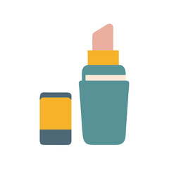 Abstract minimalist lipstick illustration with cap on black