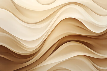 Obraz premium An elegant abstract background with flowing waves in warm beige, cream, and light brown tones. The layered design creates a smooth, fabric-like texture with a soft, organic motion.