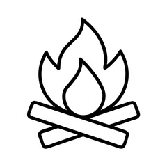 Campfire outline drawing vector illustration for camping fire bonfire icon design element