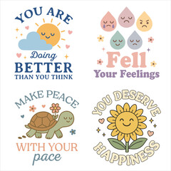 Collection of Typography T-shirt Design,  Mental health awareness Tee shirt Design Vector, positive vibes illustration