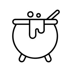 Halloween witch cauldron vector icon illustration spooky potion bubbling brew outline graphic design element for halloween party decoration
