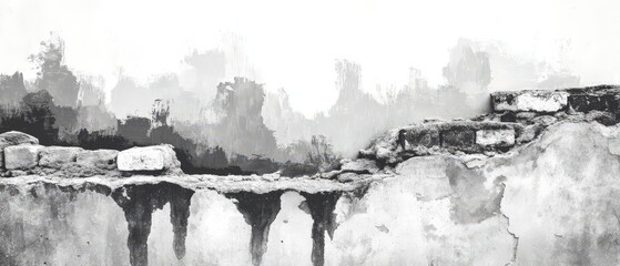 Distressed Grunge Wall Texture  Abstract Black   White Photography Background