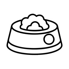 Isolated pet bowl with food vector illustration for dog cat feeding supplies outline icon design