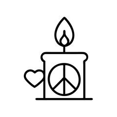 Peace candle with heart vector illustration, symbol of love and hope, memorial and remembrance day