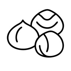 Hazelnut vector illustration, healthy food, nuts, snack, ingredient, outline drawing, art