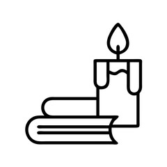Candle and books vector illustration for study time reading and relaxation design element icon set