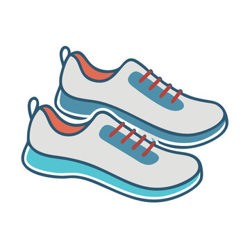 pair of gray sneakers with red laces clip art preview