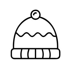 Winter hat outline drawing vector, beanie hat illustration, knitted cap graphic design element