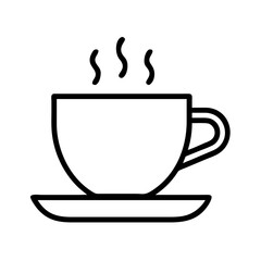 Hot coffee cup vector icon illustration steaming beverage drink cafe morning coffee break simple line art