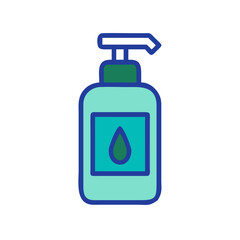Cartoon hand sanitizer icon on black background illustration