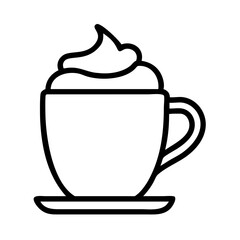Isolated coffee cup with whipped cream vector drawing for cafe menu design and decoration use