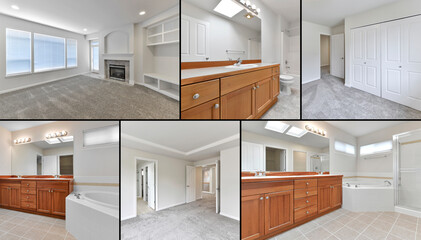 Collage of empty modern residential interiors