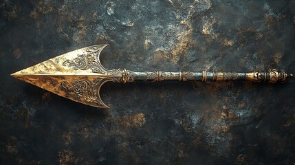 Ornate Golden Spearhead Ancient Weapon History Relic Artifact