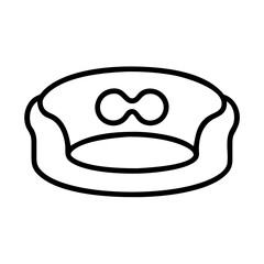 Comfortable pet bed outline vector, cozy dog bed illustration, modern pet furniture design element
