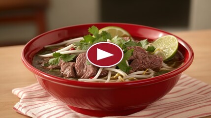 A Delicious Bowl of Asian Noodle Soup and Fresh Garnishes