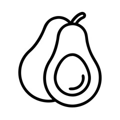 Avocado fruit vector illustration, healthy food icon, outline drawing, vegan diet, keto friendly, simple design