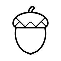 Acorn outline vector drawing illustration for autumn fall season icon or logo design concept