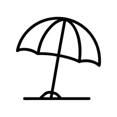Beach umbrella vector icon summer vacation symbol sun protection parasol outline graphic design