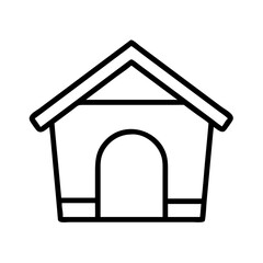 Dog house vector illustration, pet shelter outline drawing, simple kennel icon for animal lovers design
