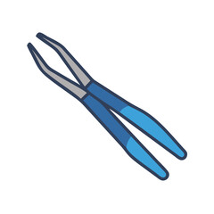 Fototapeta premium Blue tweezers isolated vector icon on black background