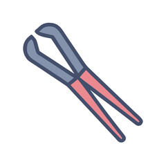 Blue and pink flat vector icon of pliers