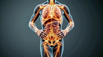 Runner's body with semi-transparent overlay showing internal organs and metabolism reaction, educational concept, Regular exercise metabolism concept, Generative AI.