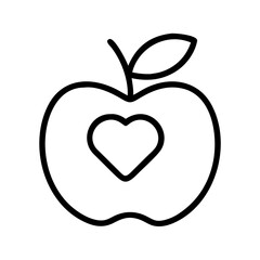 Apple with heart vector icon healthy food fruit love outline drawing simple illustration graphic design