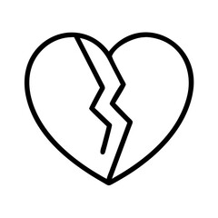 Broken heart vector icon illustration, love and relationship concept, heartache and pain symbol