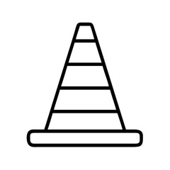 Traffic cone vector icon illustration road safety construction sign symbol warning caution alert black and white outline