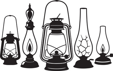 old oil lamp with lamps kerosene lamp icons