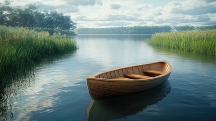 Fototapeta premium Serene Lakeside Boat