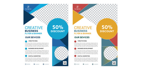Business Flyer Template with Colorful Geometric Design and Clean Professional Layout for Promotional Marketing
