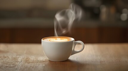 Exquisite espresso shot in a elegant ceramic cup featuring a rich velvety crema on top and delicate steam rising gracefully creating a sophisticated and indulgent coffee moment