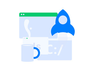 Programming teaching development flat character vector concept operation hand drawn illustration
