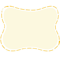 Cute yellow border label with a soft wavy shape and dashed outline. Ideal for planners, notes, name tags, scrapbooking, or decorative design elements for kids.