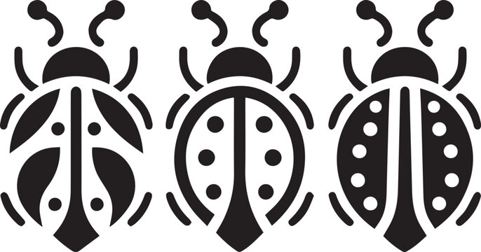 Black and White Ladybug Vector Icon Design