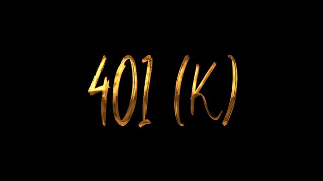 Gold 401 (k) text animation, perfect for financial websites, investment blogs, retirement planning articles, and finance presentations.