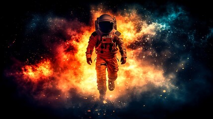 Astronaut in space explosion