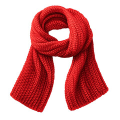 Realistic red knitted scarf with ribbed