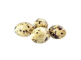 Obraz premium A Close-Up Shot of Four Speckled Quail Eggs Isolated on a Black Background