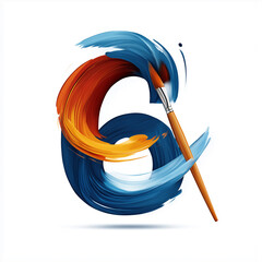 Number Six with Artistic Paint Swirls.