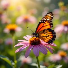 Obraz premium monarch butterfly on flower