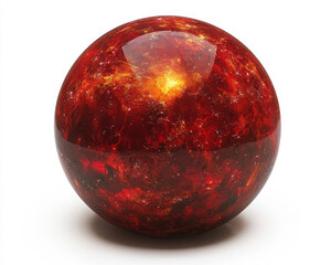 Obraz premium Fiery Red Sphere with Dynamic Abstract Texture Isolated on White Background