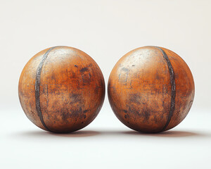 Image of Two Rusty Steel Balls with Distressed Texture Isolated on White Background for Industrial Conceptual Use